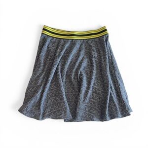 Princess Vera Wang Textured Knit Skater Skirt in Gray & Yellow - Women’s Size S